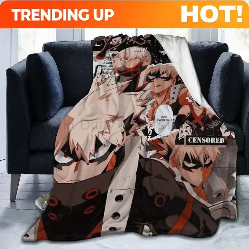 Custom Bakugou Katsuki My Hero MHA Academia Anti-Pilling Fleece Blanket Comfortable Microfiber Blankets Soft Cozy Throws All Sea