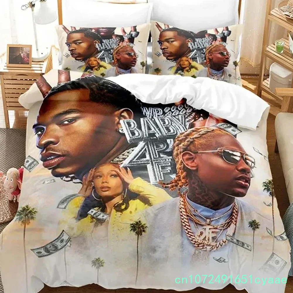 3D Print Lil Baby Rapper Bedding Set Duvet Cover Bed Set Quilt Cover Pillowcase Comforter King Queen Size Boys Adult Bedding 6