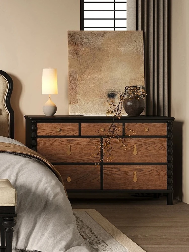 Solid Wood Dressing Cabinet Bedroom Bucket Storage Cabinet Locker Living Room Side Cabinet