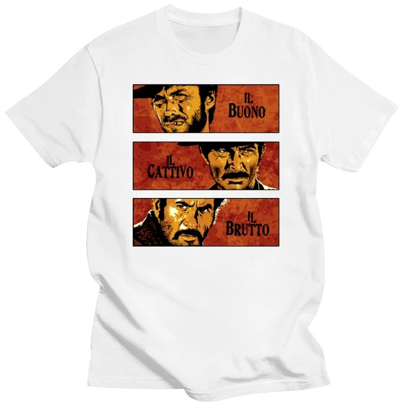 Vintage The Good The Bad And The Ugly T Shirt Men Short Sleeve Pure Cotton Tee Print Il buono brutto cattivo Tshirts TV T-shirt