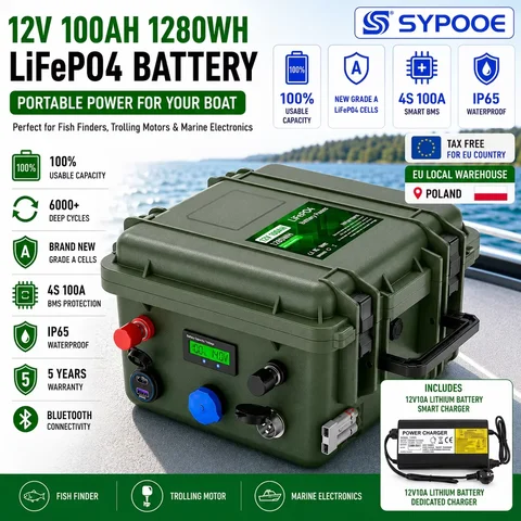 Литиевая батарея SYPOOE LiFePO4 12В 140Ач для лодки — изображение продукта