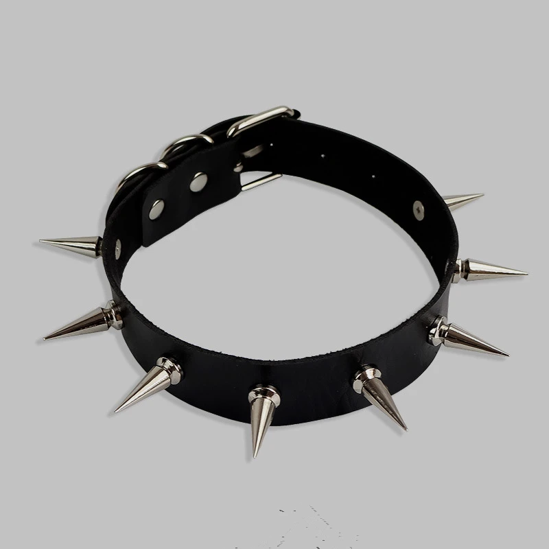 Punk Gothic Niet Leder Halsband Schlüsselbein Kette Halskette Y2K Mädchen Männer Vintage Grunge Charme Halloween Cosplay Schmuck Zubehör