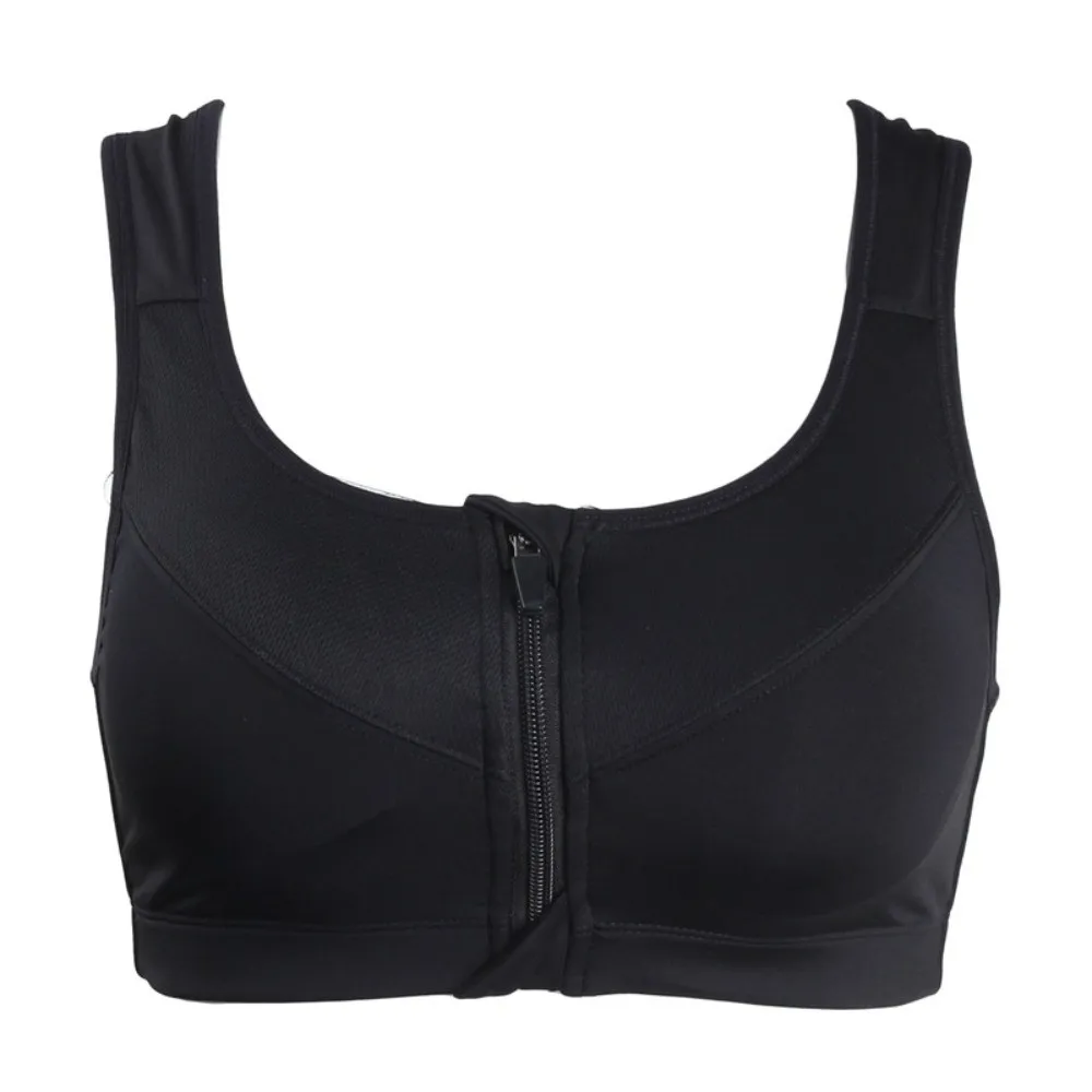 Zipper Sports Bra Breathable Anti-shake Design Fitness Back-breasted Vest Adjustable Moisture-Wicking Yoga Underwear Women