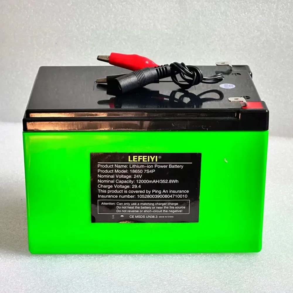 2024 Battery 24V 7S4P 18650 Li-ion Battery Pack 12Ah 29.4V Rechargeable Battery 250W BMS