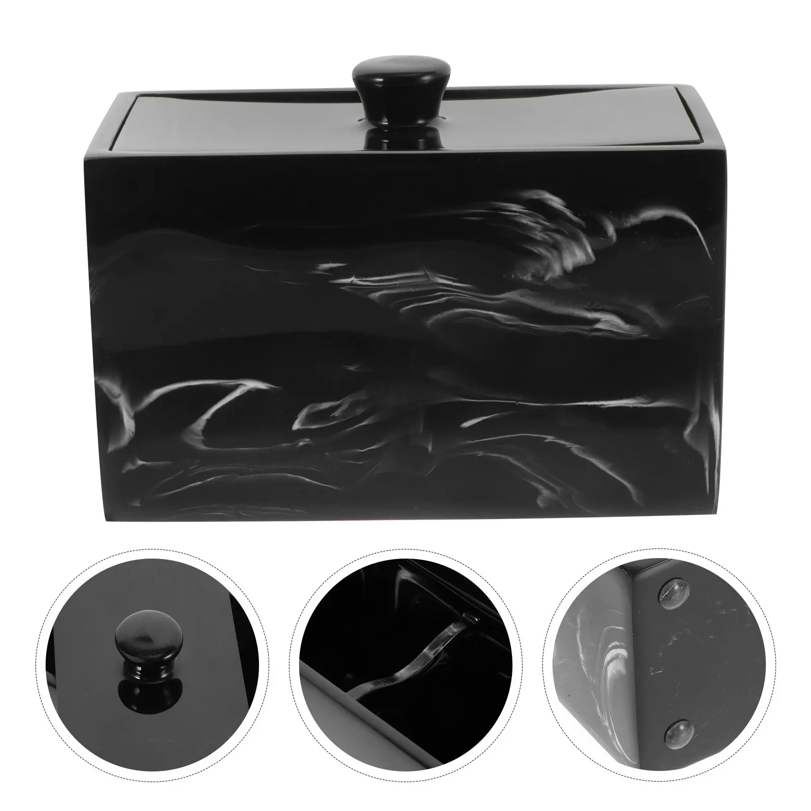 

Многофункциональный маленький органайзер для хранения аксессуаров из смолы: для косметики, ватных дисков, маникюрных инструментов, с крышкой