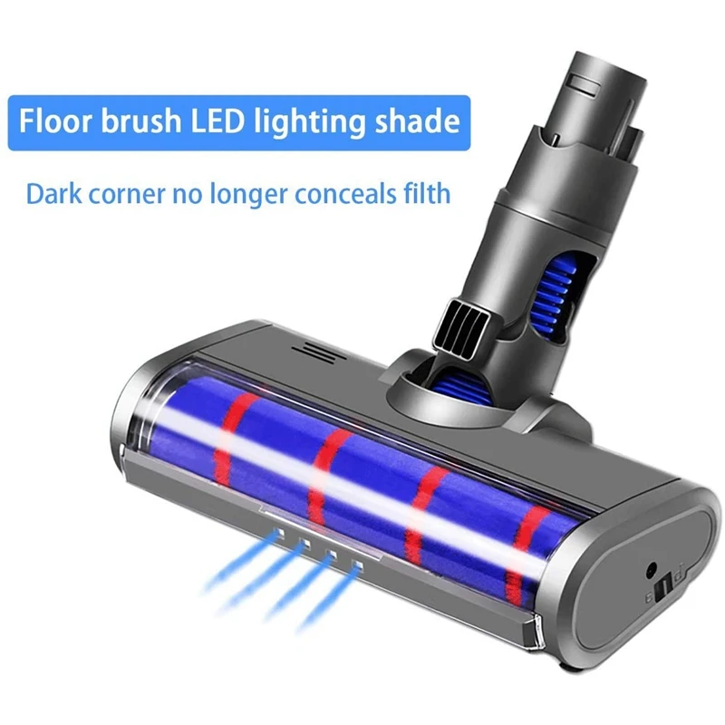 رأس منظف دوار ناعم لـ Dyson V6 DC58 DC59 DC61 DC62 DC74 مرفق مكنسة كهربائية لاسلكية مع مصباح أمامي LED