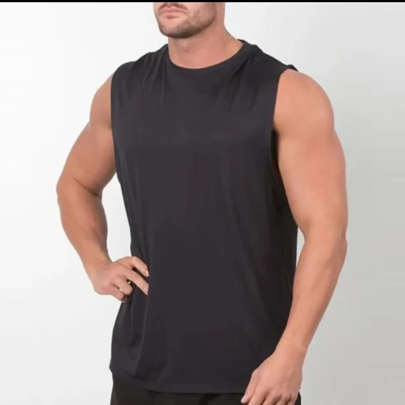 

Summer New American Sleeveless O-neck Solid Color T-shirt Men's Fashion 100% Cotton Washed Casual Sports Fitness Basketball Vest