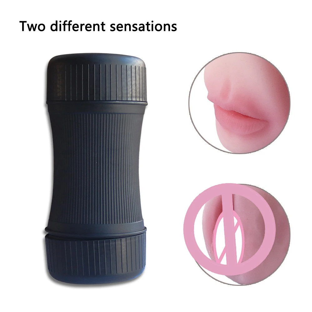 Double Head Use Manual Male Masturbator Realistic Vagina Oral Blowjob Cup Masturbation Machine Adult Erotic Sex​ Toy for Men 18+