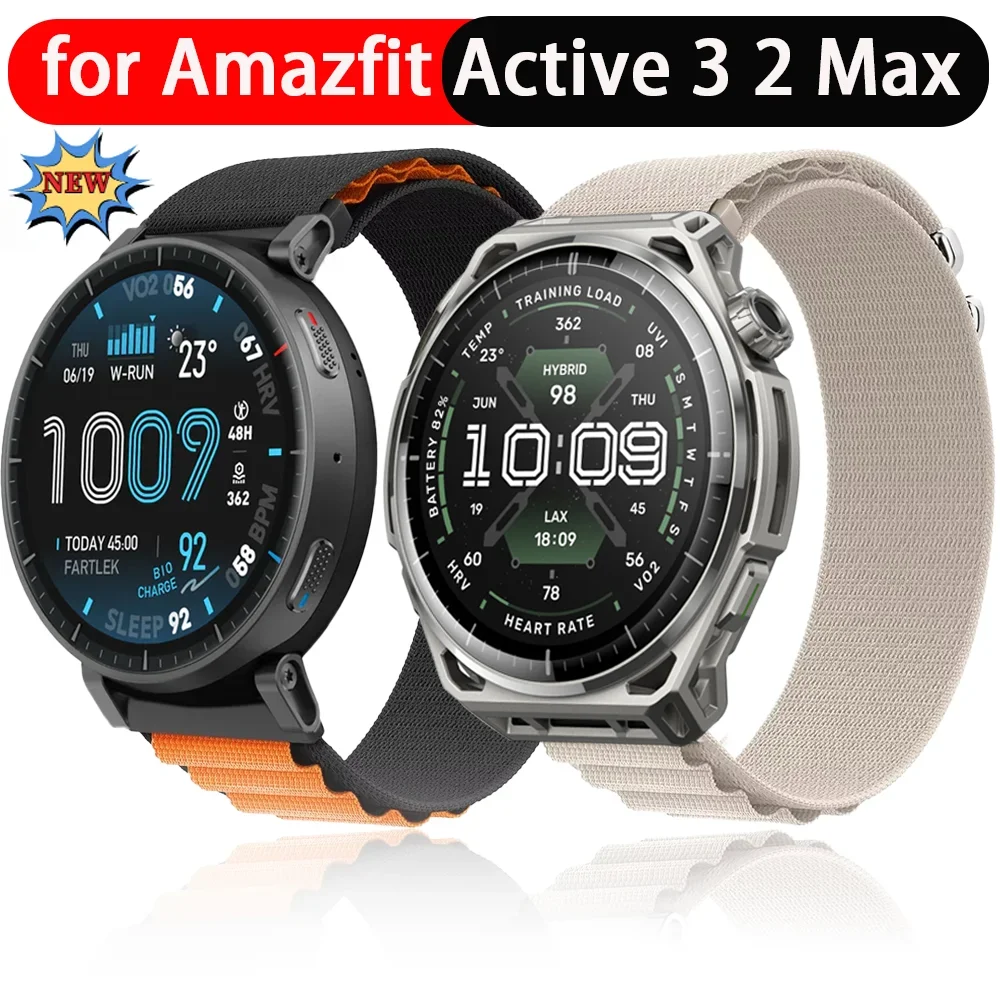 Alpine Nylon 20mm 22mm Loop Strap for Amazfit Active 3 2 Square Active Max Balance 3 2 T-Rex3 Pro 48mm 44mm Bip Max 6 5 Bracelet