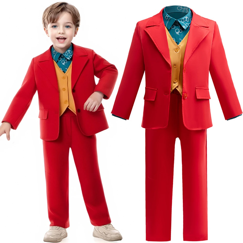 Kids Clown Clothing Sets Christmas Carnival Outfits Boys Clown Costume de Cosplay du Film Joker, Joaquin Phoenix Arthur Fleck,