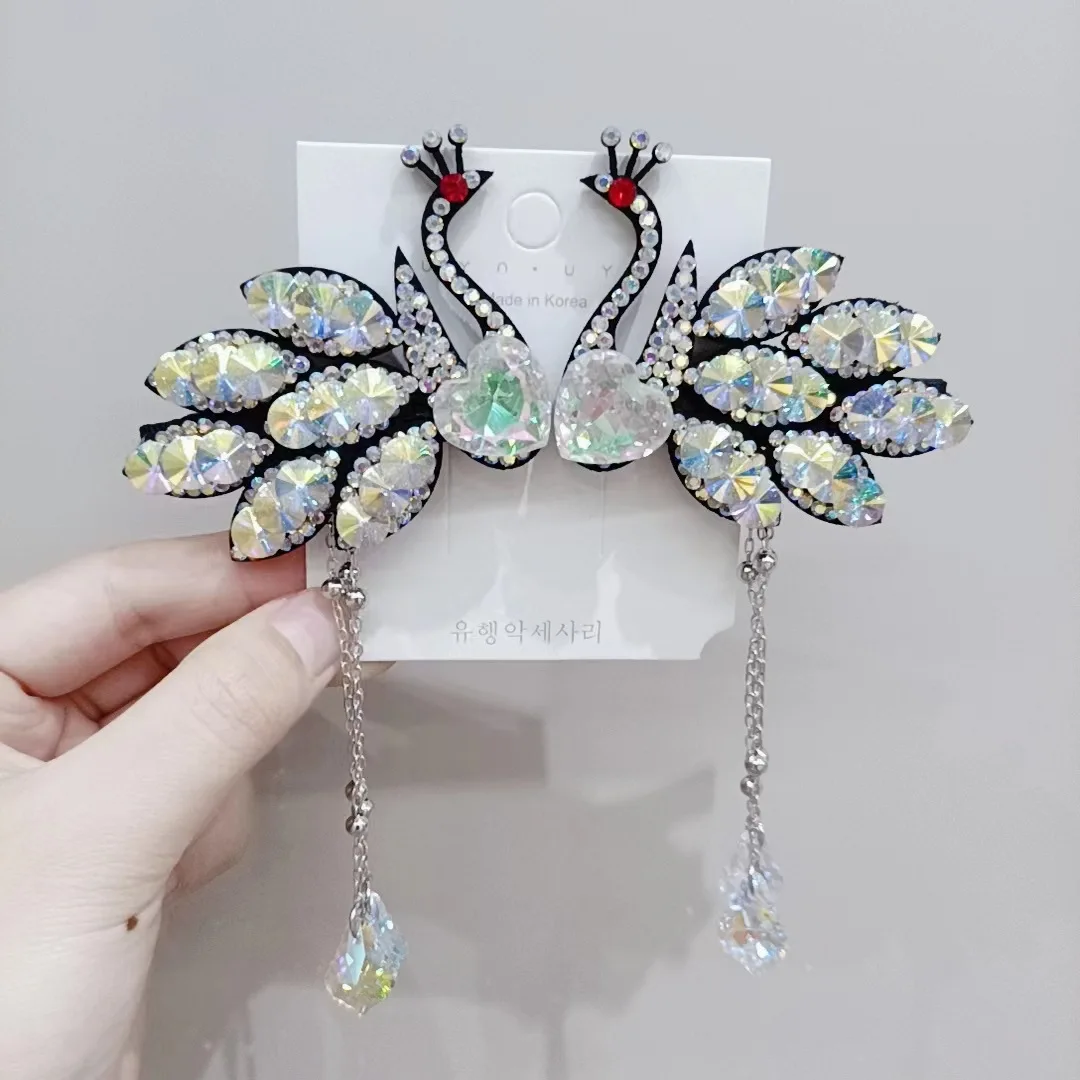 New swan tassel to duck clip to senior temperament light crystal hair clip original luxury adult children