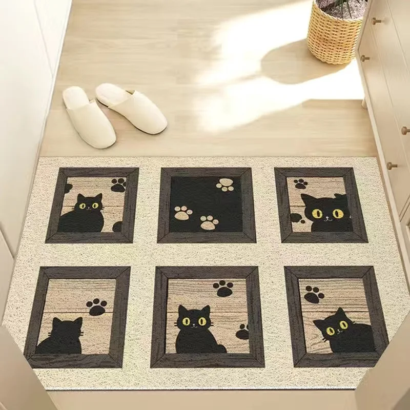 

Cute Design Entrance Door Mat PVC Silk Loop Carpet Door Mat Home Entry Porch Doormat Non-slip Dust Mat Home Door Foot Pad Rugs