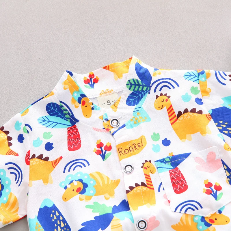 2 PCS Baby Clothing Infant Summer Fashion Cartoon Full Print Pineapple Animal Cartoon Shirt Shorts Set