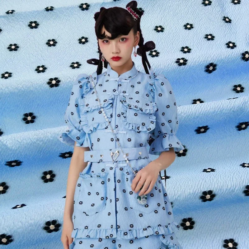 

Жаккардовая ткань из органзы, весна-лето, свежий цветочек, слегка прозрачное платье, модный европейский брендовый дизайн, оптовая продажа, ткань