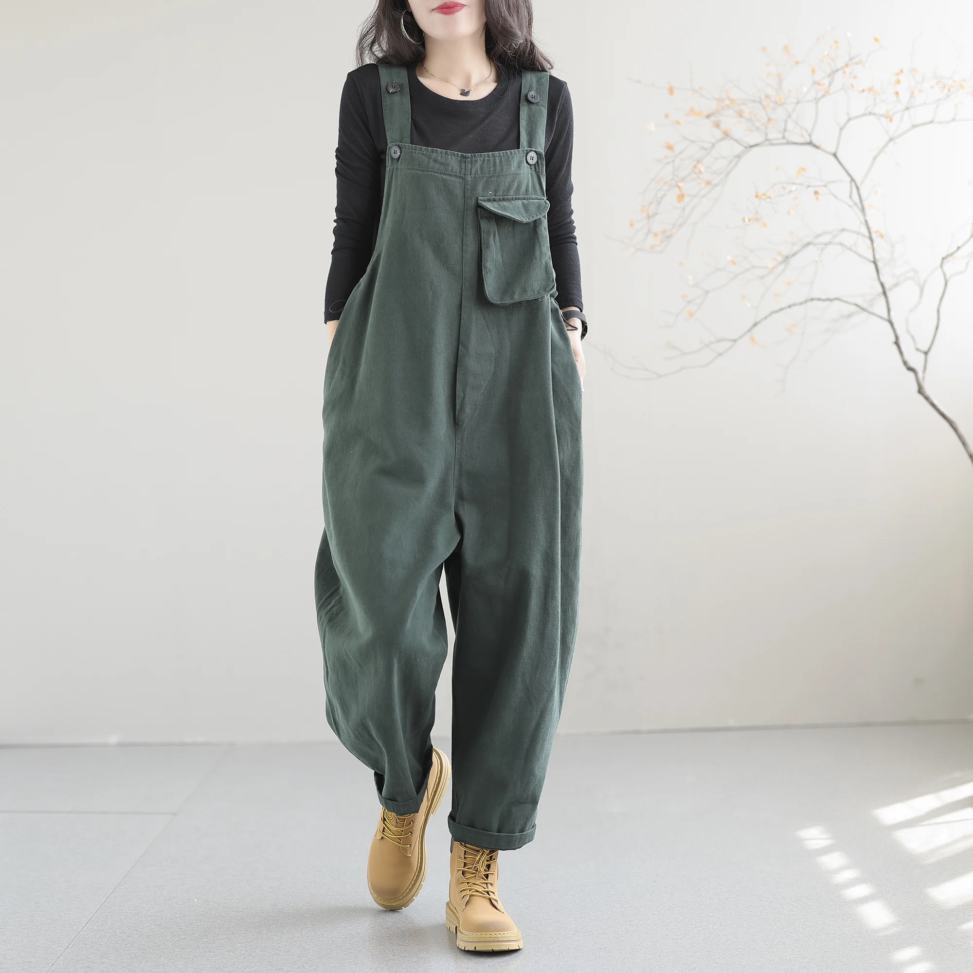 

Faionable Casual Overalls Women's Clothing Korean Sle High Waist Cotton Work Pants Long Legs Summer Season Online Exclusive