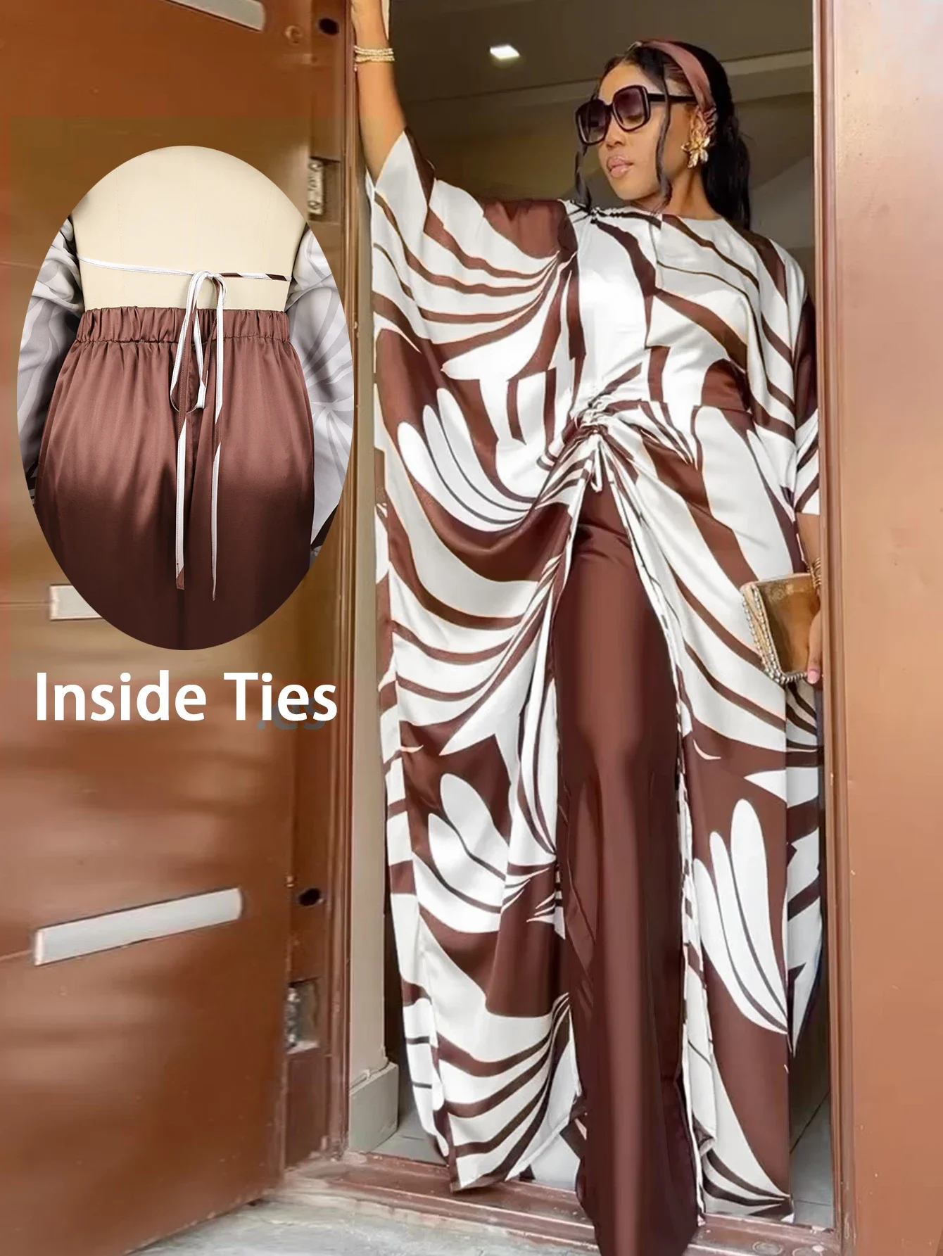 New Design African Dresses for Woman Two-Piece Set Church Clothes for Woman Attach the Headscarf Africa Clothing