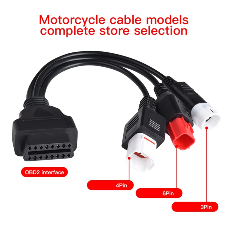 Motorcycle for Yamaha 3Pin 4Pin and Honda 6Pin OBD2 Diagnostics Connector Cable for Yamaha Motorbike OBD Extension Cable