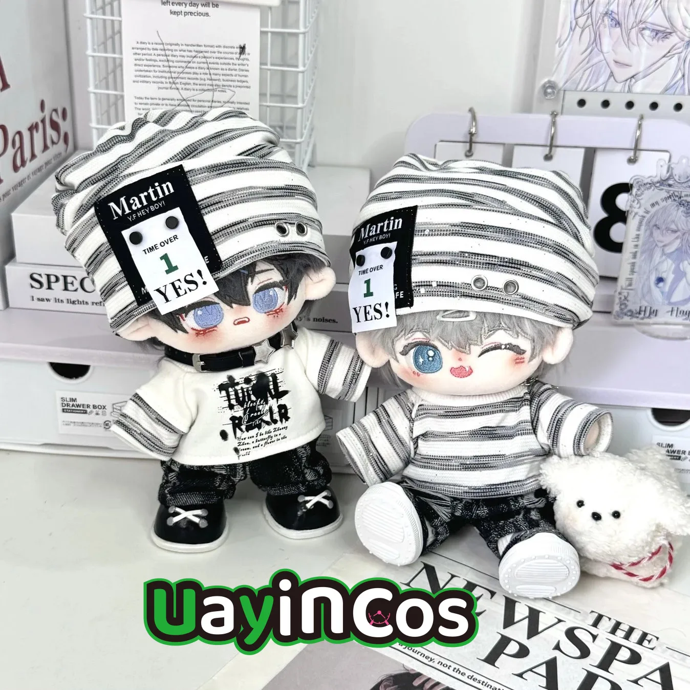 10cm 20cm Doll Clothes Black And White Pixel Punk Fashion  Cool Guy Suit Stuffed Plushies Plush Doll Accessories Anime Toy For K