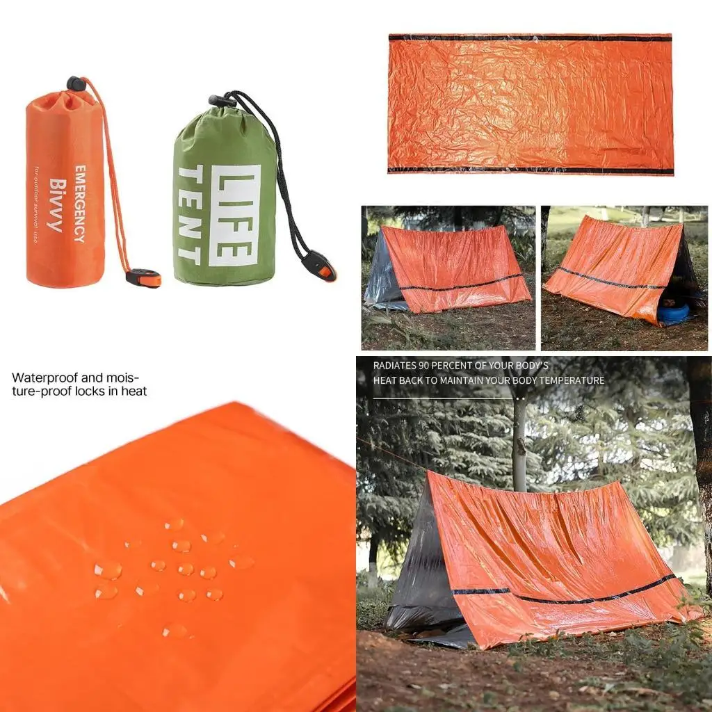 

R6FE Outdoor Survival Emergency Shelter Tent Reflective Waterproof Wind proof Fireproof Lightweight Bugout for Camping Hiking