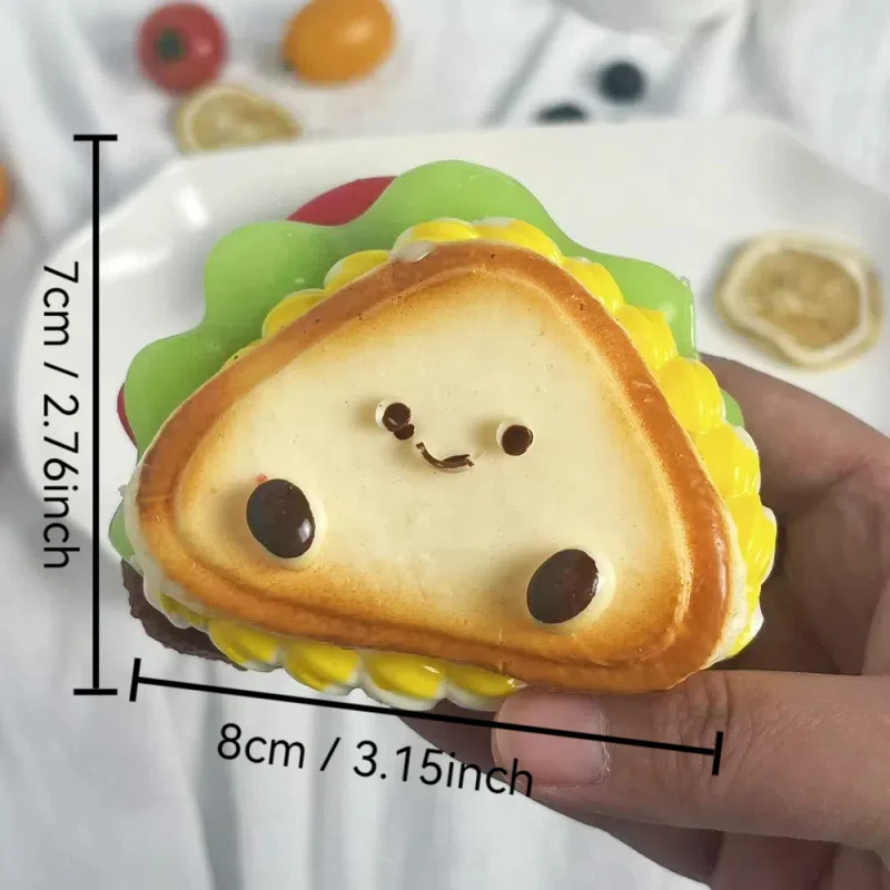 極厚サンドイッチスクイーズおもちゃ - 笑顔と悲しい顔のリアルな食べ物プレイセット、いたずら、パーティー、誕生日、ホールに最適