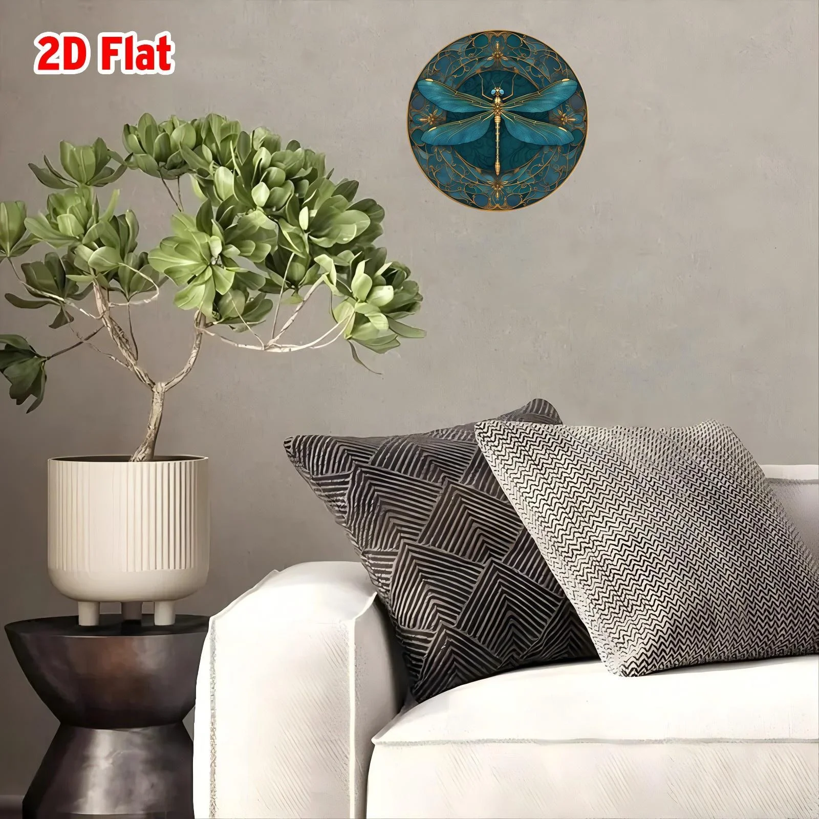[Vintage Dragonfly Art] Vintage 8x8 Inch Round Aluminum Dragonfly Wall Art Sign, 1pc | 2D Flat, Intricate Golden Patterns, Pre-D image 6