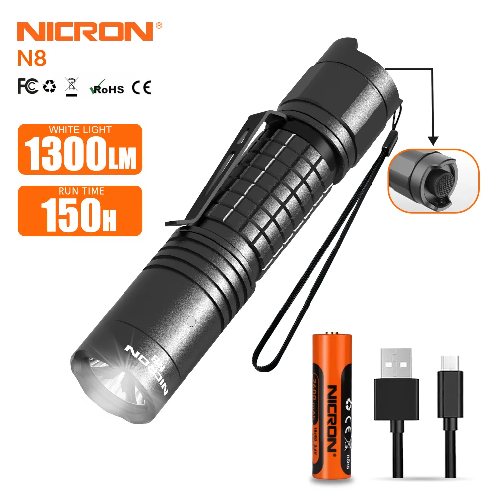 Flashlights High Lumens 1300, Rechargeable Flashlights 6 Models Super Bright Tactical Flashlight IPX8 Waterproof