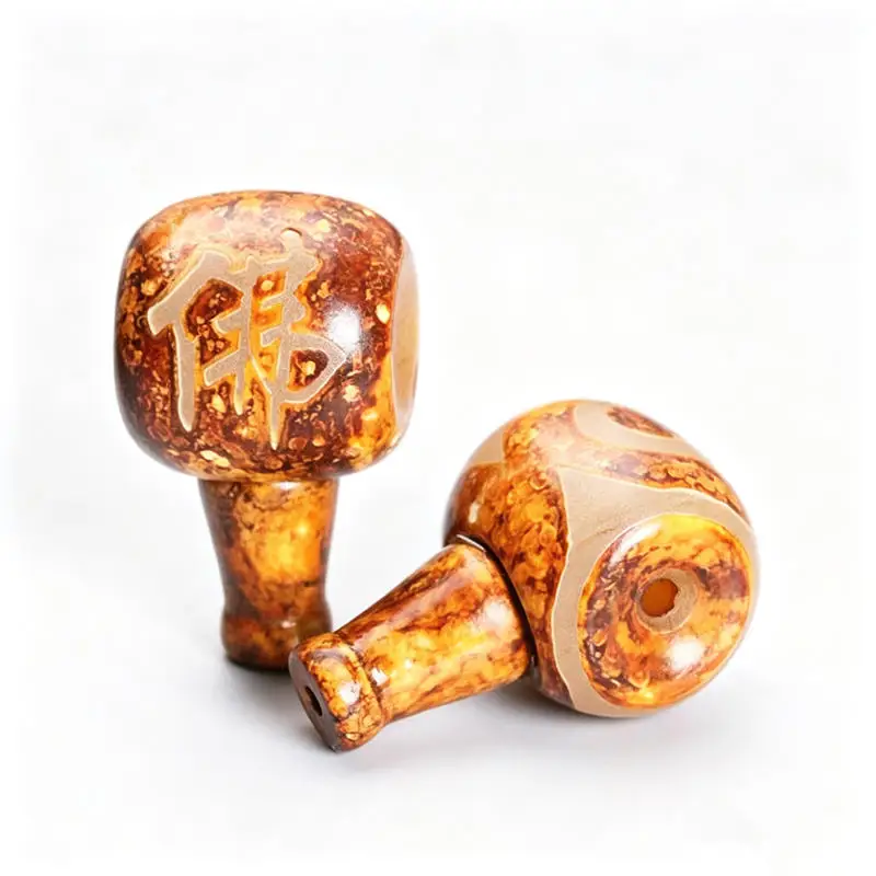 Tibetan Three Eye Dzi 18mm Antiqued Agate Guru and Stupa Beads for Making Malas Three-way Bead TSB0156