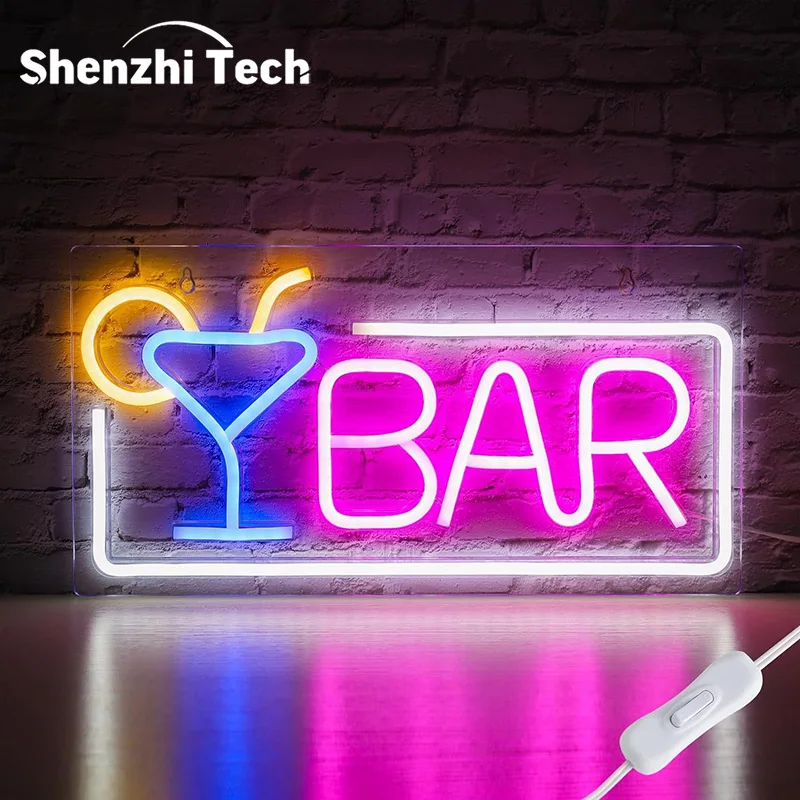 Bar Neon Sign Lamp, LED Neon Bar Sign, Cocktail Bar, Wall Decoration Lighting, Club, Pub, Nightclub, Birthday, Store, Party Sign