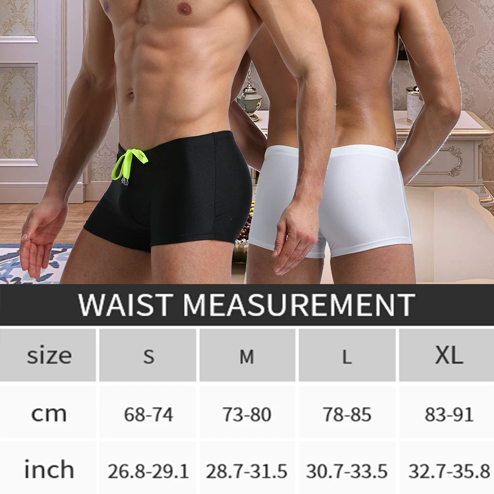 Men Solid Color Board Shorts Swimming Trunks Drawstring Beach Shorts Swimwear Surfing Wear