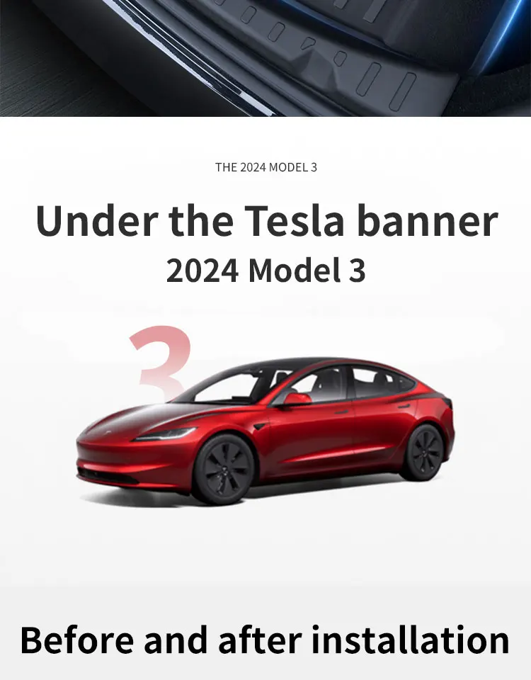 Für Tesla 2024-2026 Model 3 Highland – TPE Wasserdichte Vorder- und Heckkoffer-Matten, Schützende Auto-Polster-Sets – Detail 2
