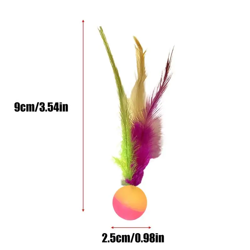 Pelotas elásticas para gatos, pelotas hinchables interactivas, juguetes rodante hinchables con plumas para gatos para hacer ejercicio, gatito interior aburrido