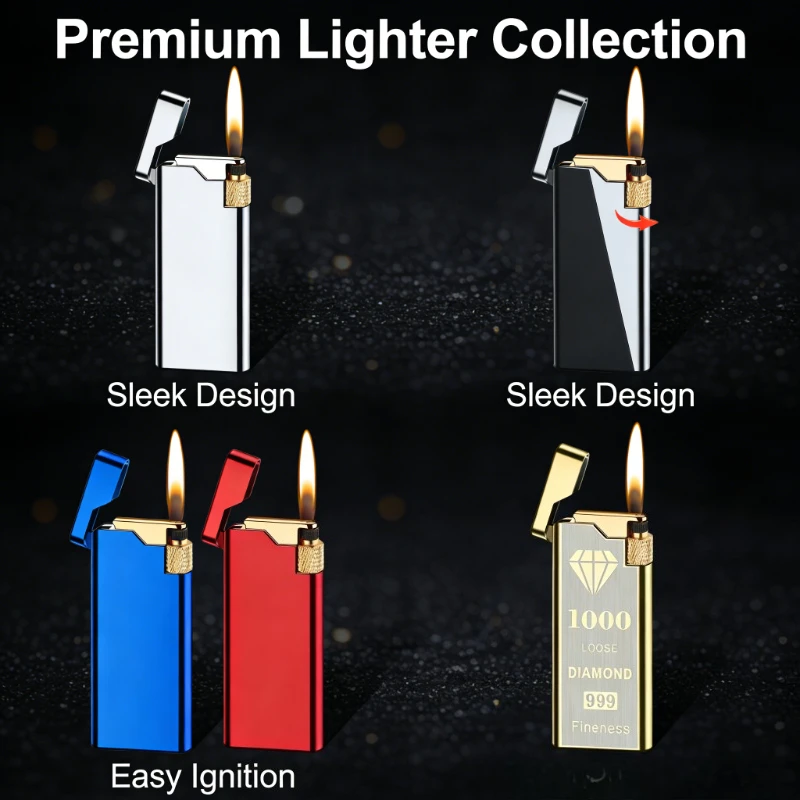 

Ultra-thin Windproof Soft Flame Wheel Lighter |Butane Refillable Metal Cigarette Lighter | Durable Portable Gift for Men Fathers