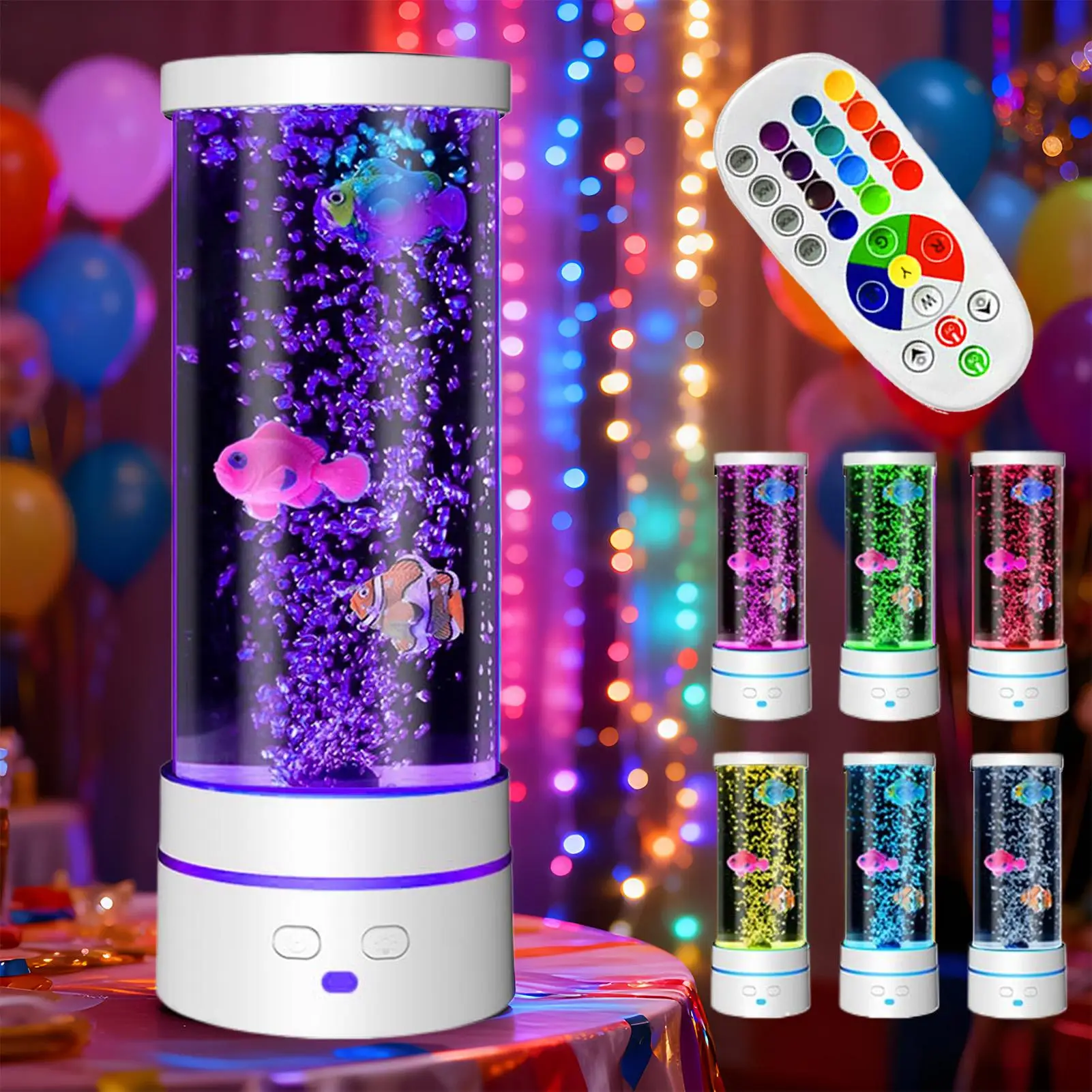 LED Fish Lamp Kit Multi-Color Changing Aquarium Tank Night Light Decorative Simulated Fish Bubble Table Lamp Desk Decoration