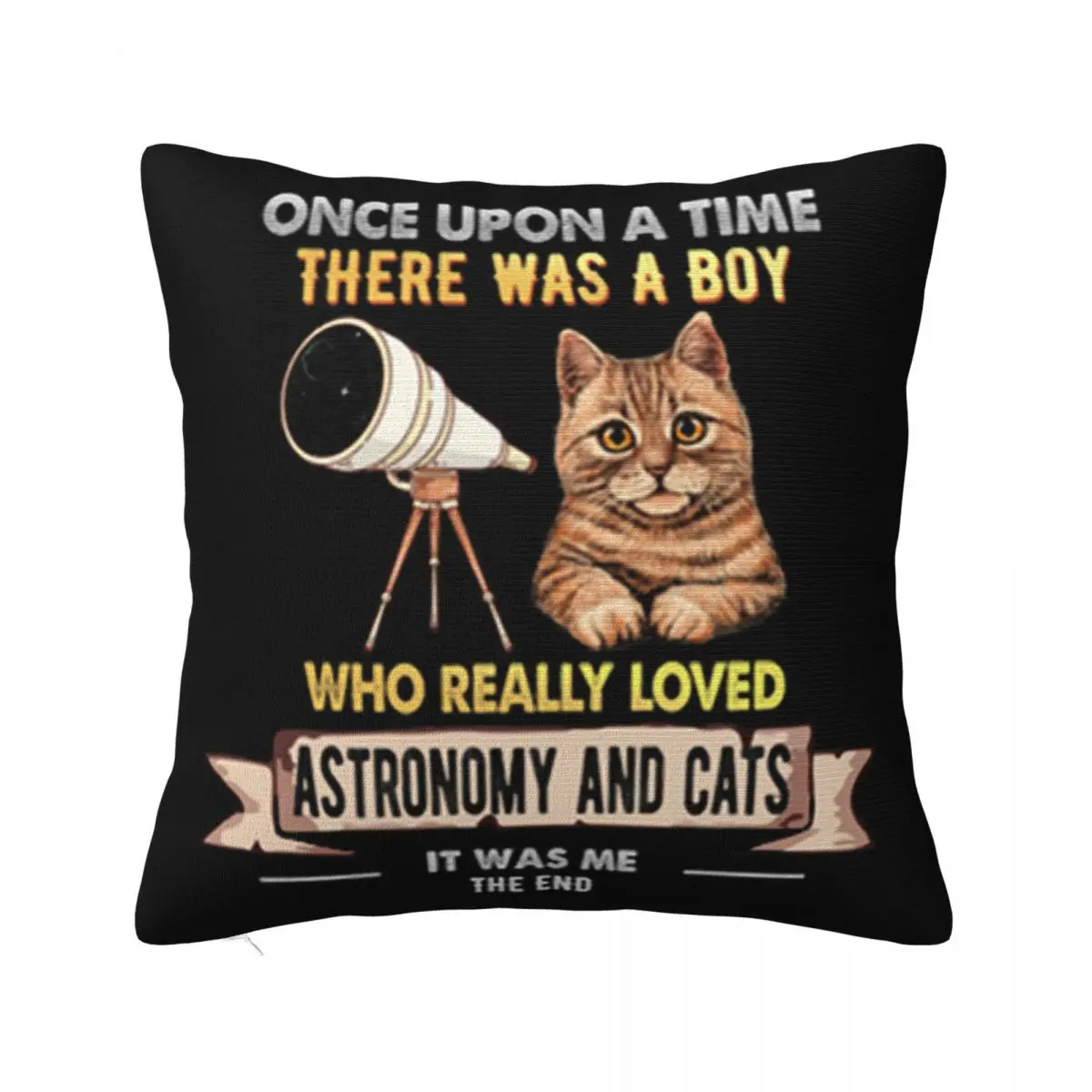 Érase una vez, había un niño, astronomía y gato, me era el final, funda de almohada de bajo precio