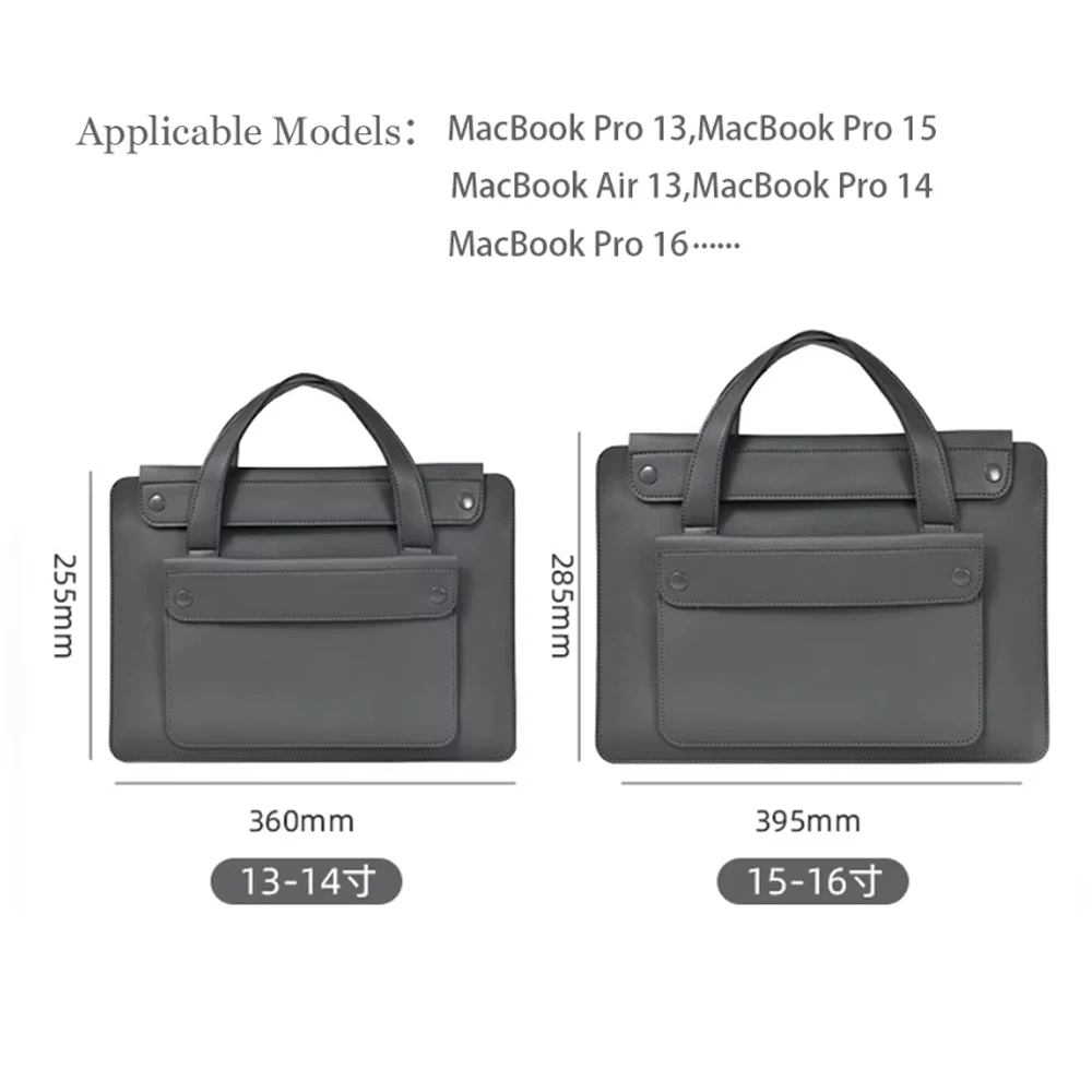 Bolsa para ordenador portátil, funda de cuero PU para Macbook, Samsung, Xiaomi, Lenovo, HP, DELL, Huawei 13, 14, 15 16, maletín para tableta y portátil