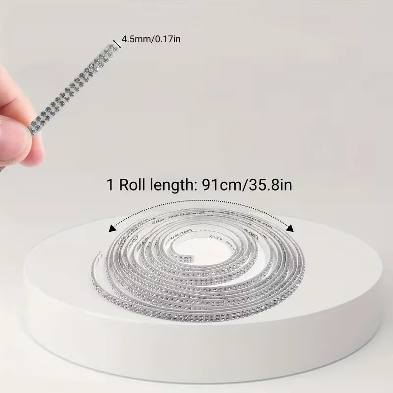 1/3 Rolls 90cm Bling Self-Adhesive Car Trim Strip, Dashboard & Door Molding Decor, Interior & Exterior Ornament for Cars