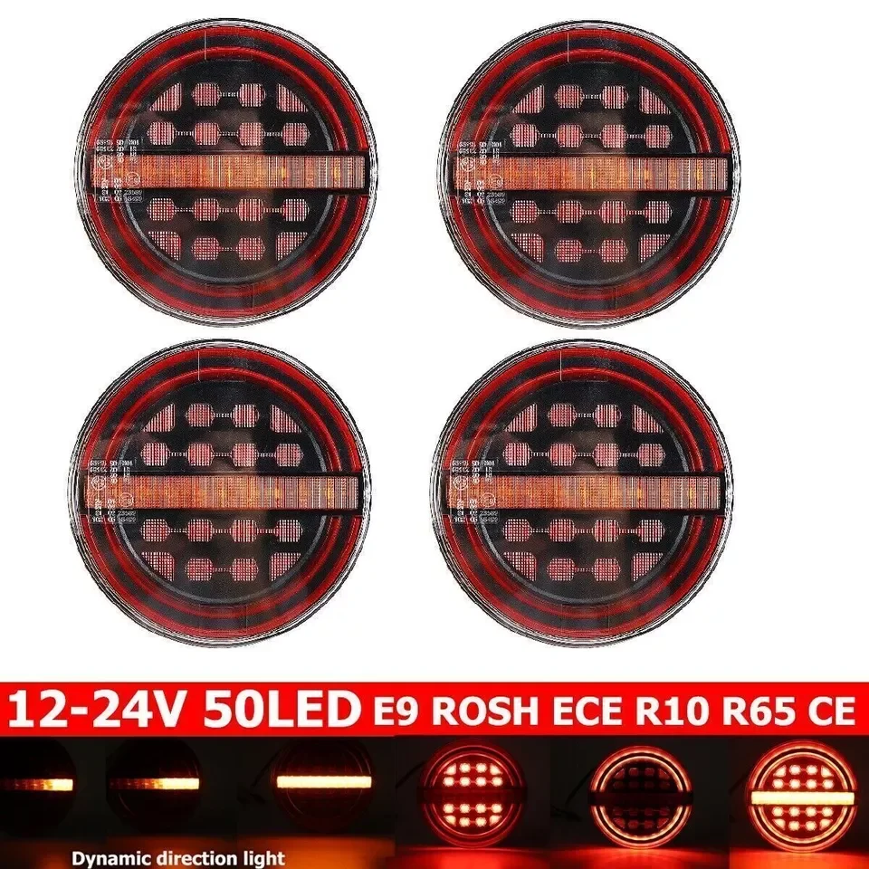 ATVOV 6x/4x/2x/1x 5.3 "Ronde LED Trailer Achterlichten Remlicht DRL Flow Richtingaanwijzer Lamp Vrachtwagen Bestelwagens Boot Caravan Vrachtwagen Tractor