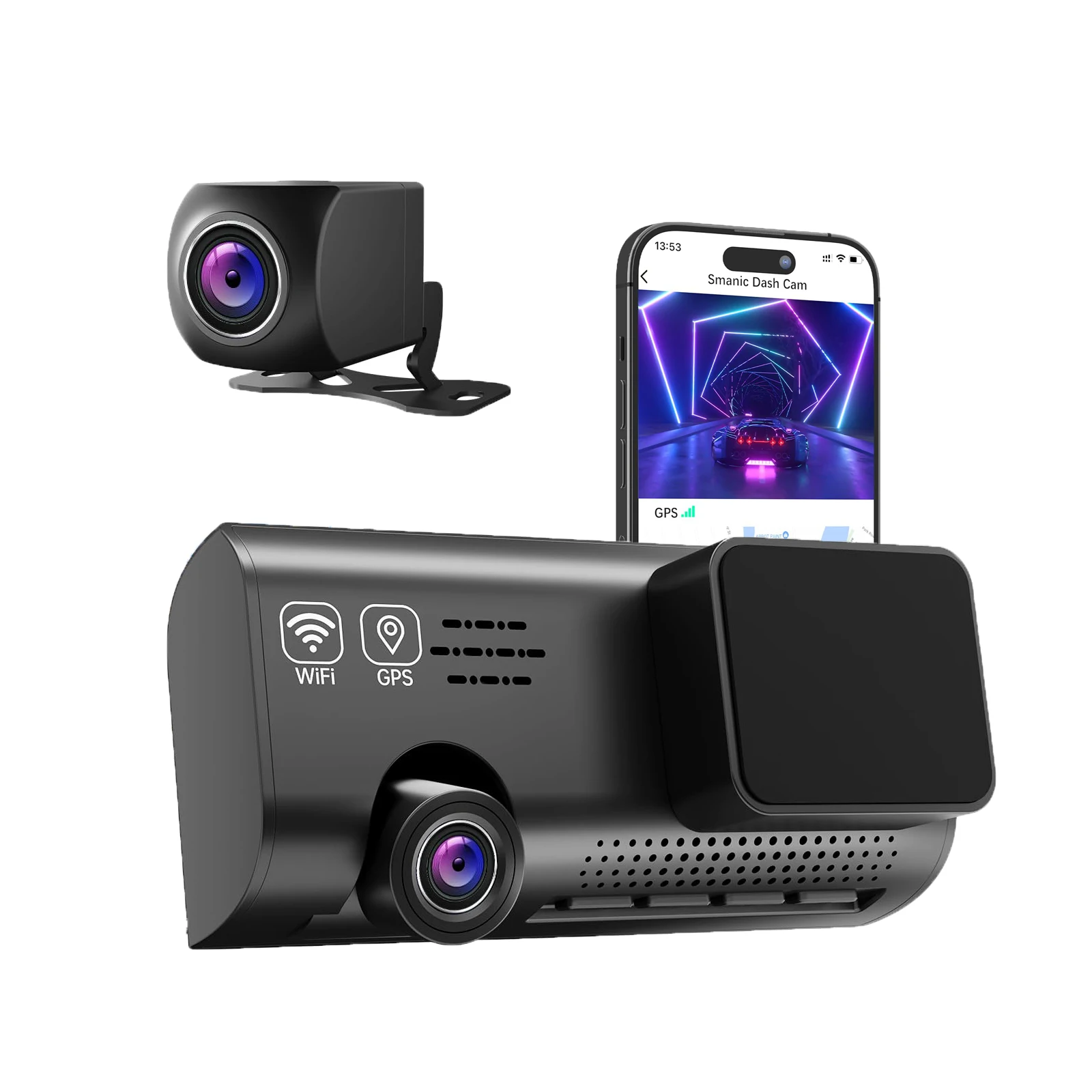 4K Dual Dash Cam Front and Rear UHD Dashboard Car Recorder 170° Wide Angle WDR Night Vision Built-in WiFi GPS 3.16” IPS Screen