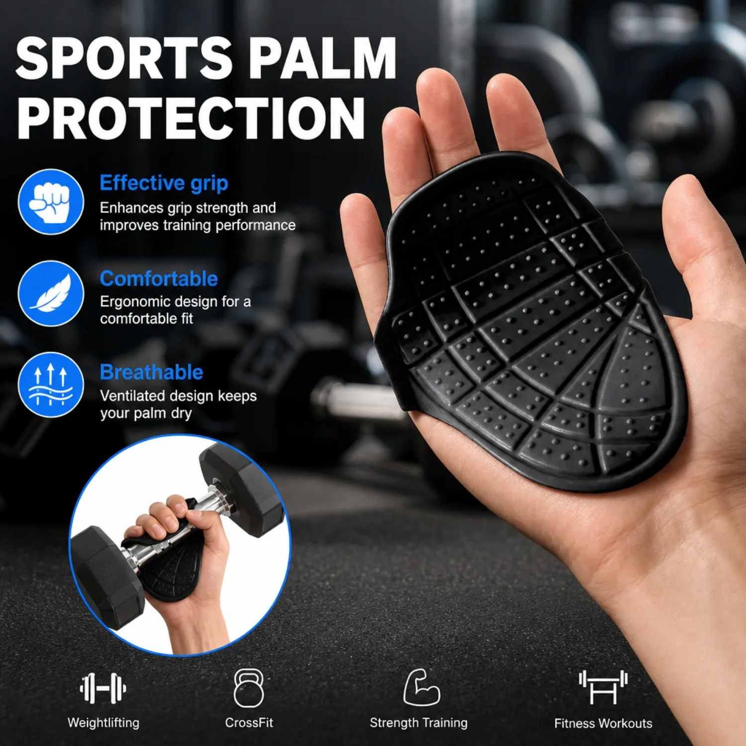 2026 Silicone Weight Lifting Grip Pads Gloves Non-Slip Palm Protection Hand Grips for Unisex Dumbbell Pull-up Strength Training
