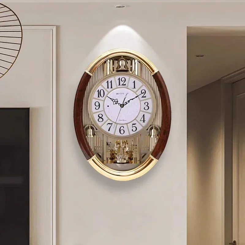 European retro wall living room hour clock wall home creative oval silent creative quartz clock