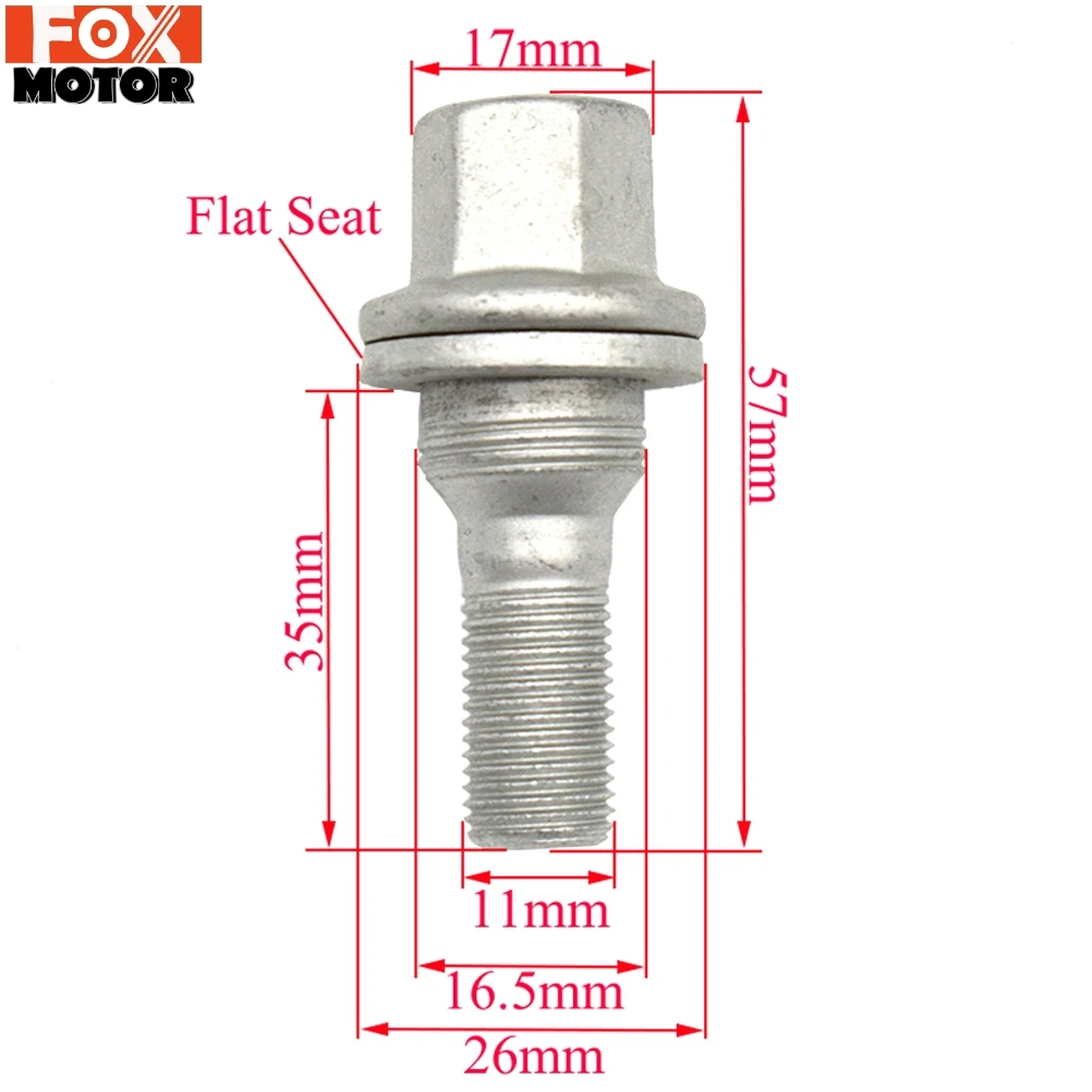 4x Car Wheel Bolts Nuts 17mm Hex M12x1.25 For Citroen C2 C3 C4 C5 C6 Jumpy Saxo Xsara Fiat Scudo Peugeot 106 206 207 307 308 406