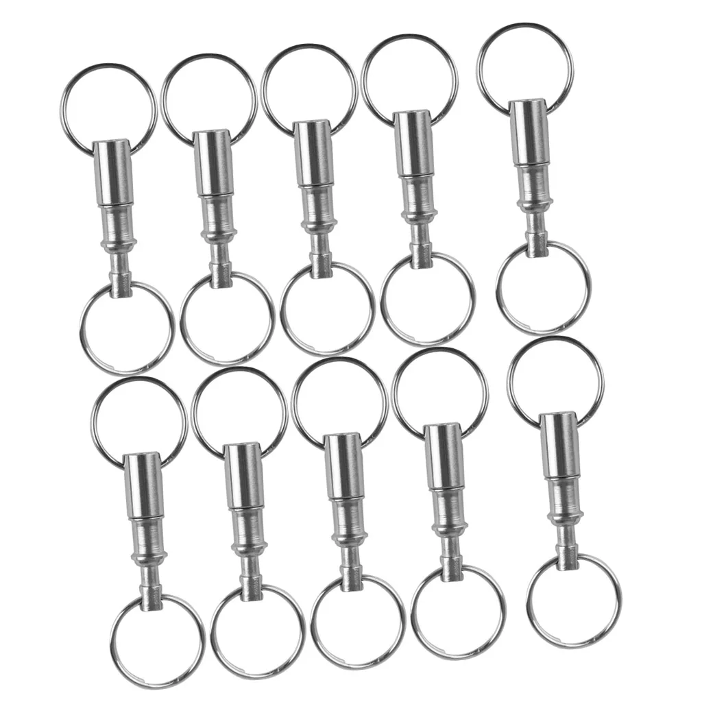 Dual Split Rings Quick Release Detachable Keyring Alloy Key Chain for Secure Keyrings Management