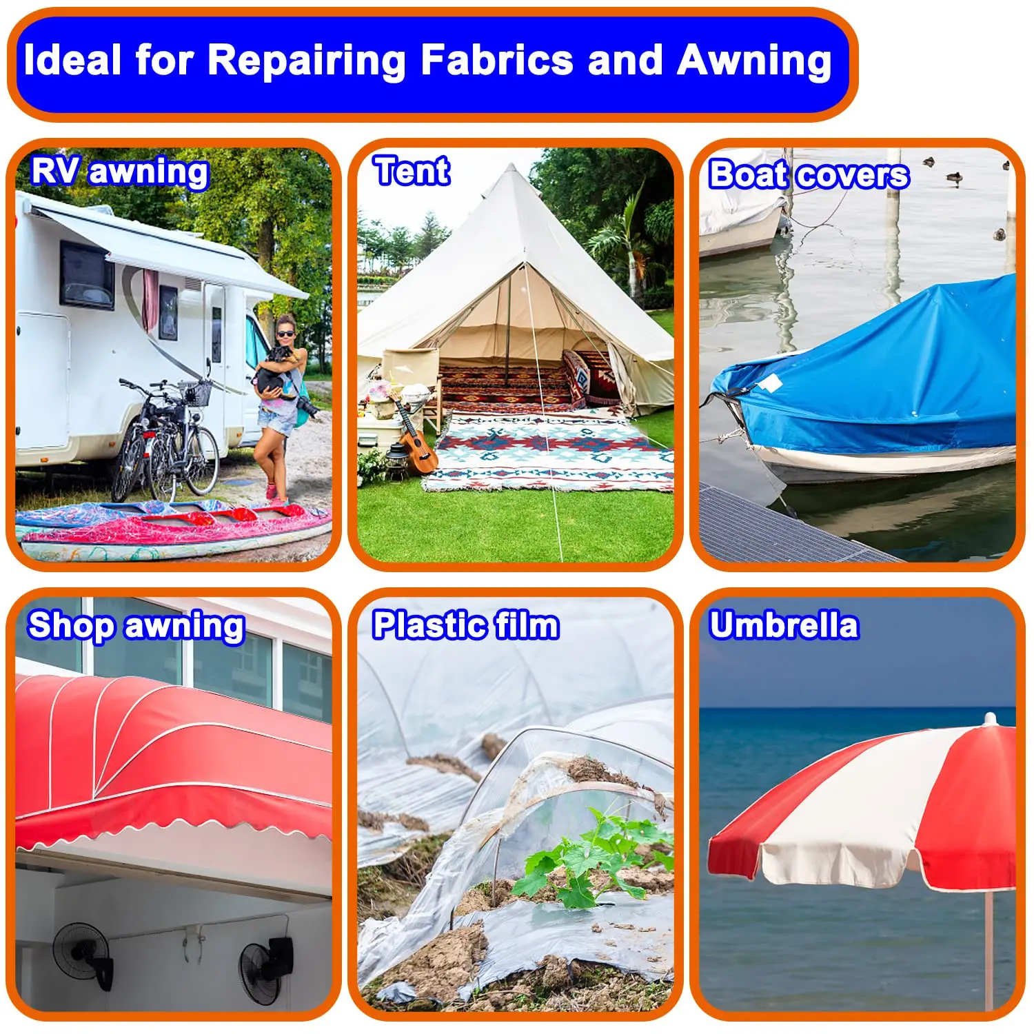 RV Awning Repair Tape Fiberglass Waterproof Heavy Duty Tent Canvas Sail Repairing Tape