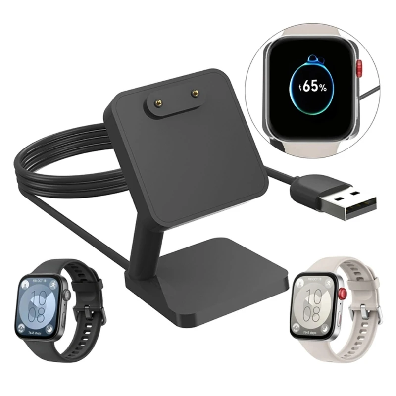 USB Charge Cable Clip Cradles Charging Line Cord Rope Black for Watch Fit 3 Magnetic Smartwatches Charge