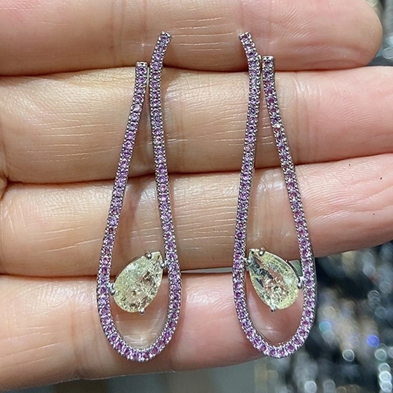 

simplicity earrings cubic zirconia shiny colorful jewelry