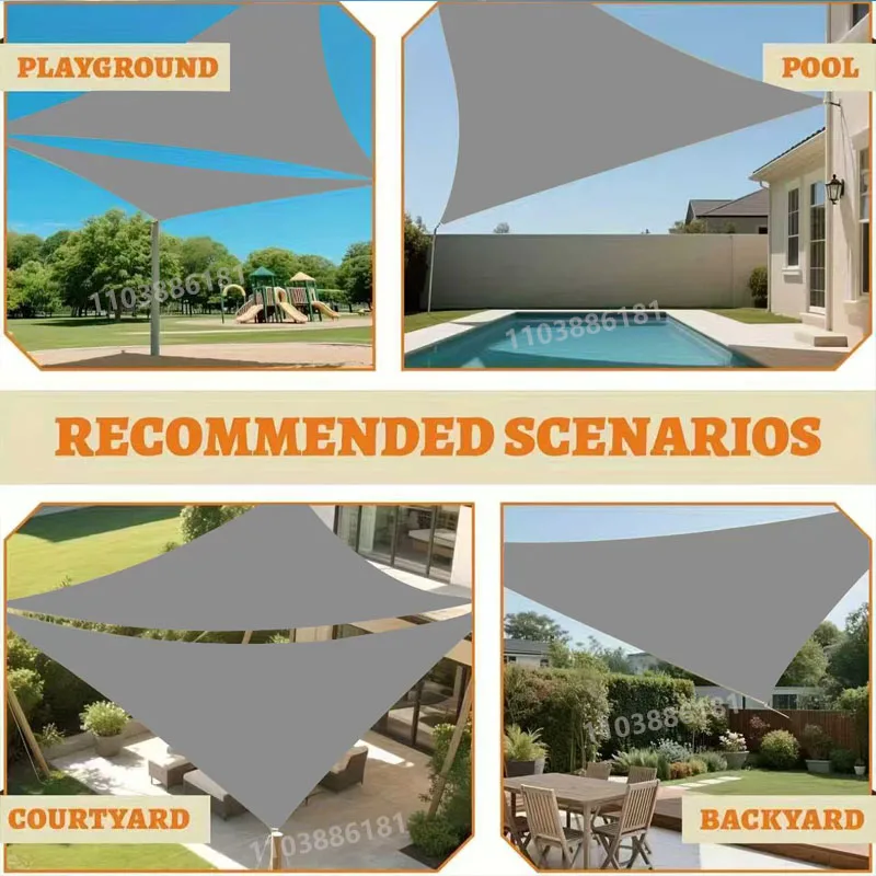 Multi-größe Dreieck Sonnenschutz Segel Wasserdichte Outdoor Garten Terrasse Party Sonnenschutz Awing Sonnendach Für Strand Camping Pool – Detail 7