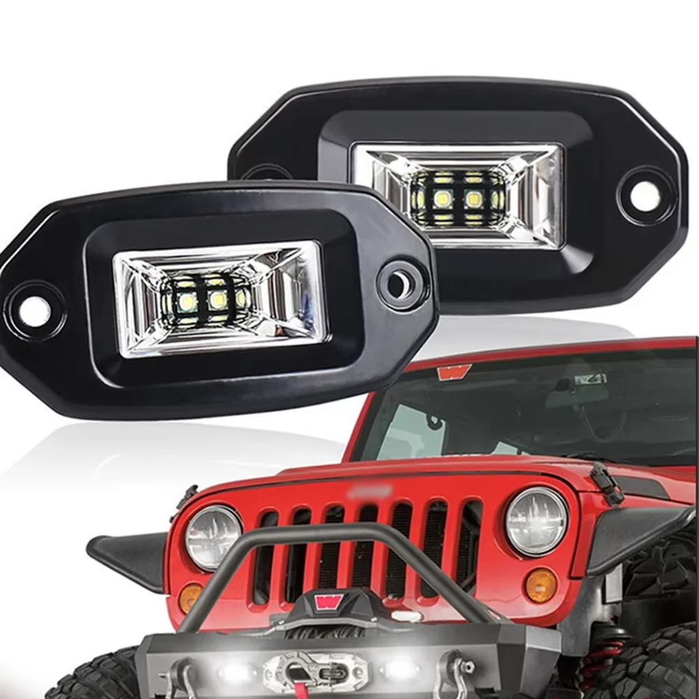 QIDEWIN  2 Pcs 20W Led Light Flood Work Light Bar Flush Mount For 4X4 Off Road ATV UTV SUV Truck Ship