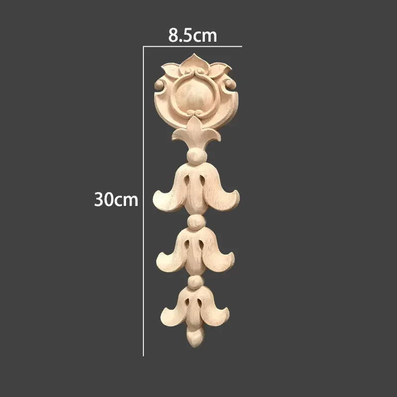 4Pcs Floral Wood Carved Corner Onlay Applique Frame Unpainted Furniture Vintage Home Decoration Accessories Door Walls Decor