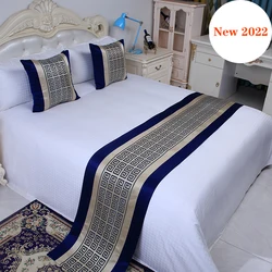 Luxury Geometric Lattice Bedspreads Bed Runner Throw Bedding Single Queen King Bed Cover Towel Home Hotel Greek Key Decorations