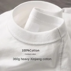 Fashion Luxury Designer Classic100%Cotton Broadcloth 360g Heavyweight Long Sleeve T-Shirt White Casual Tops O-Neck Men T Shirts